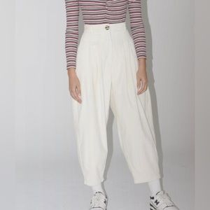 KLXTV Wide Corduroy Barrel Leg Minimalist Preppy Modest Nana Trouser Pants